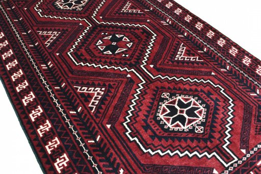 Close-up detail of 2000s Lori rug from Iran / Persia showing Wool weave