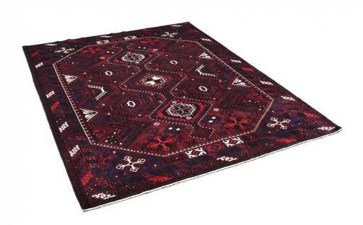 Corner detail of 2000s Lori rug showing border pattern and Wool pile