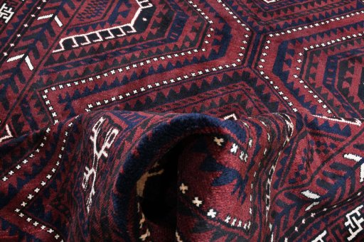 Close-up detail of 2000s Lori rug from Iran / Persia showing Wool weave