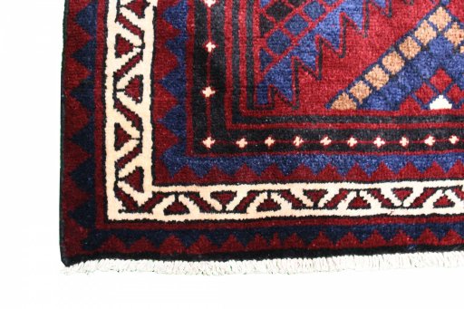 Close-up detail of 2000s Lori rug from Iran / Persia showing Wool weave
