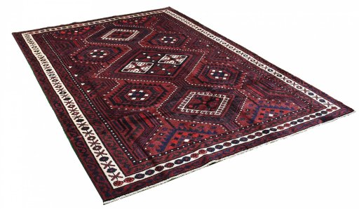 Corner detail of 2000s Lori rug showing border pattern and Wool pile