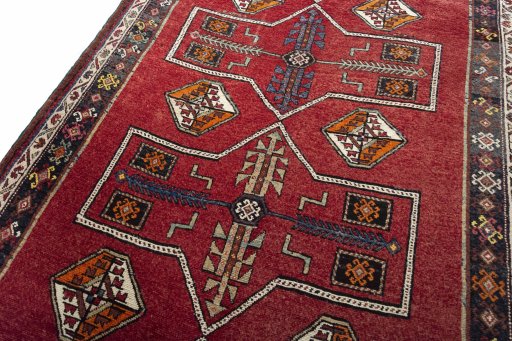 Backside of handmade 2000s Lori rug showing knot structure and weave density