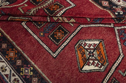 Close-up detail of 2000s Lori rug from Iran / Persia showing Wool weave