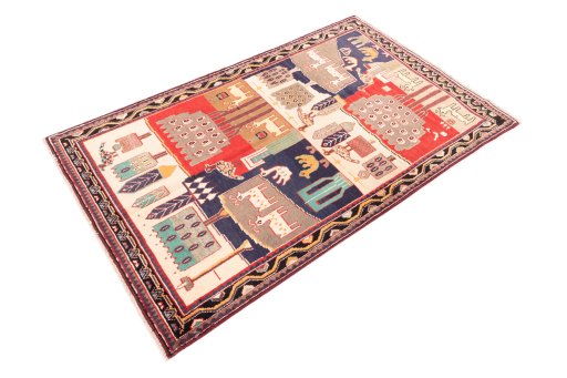 Corner detail of 1996s Lori rug showing border pattern and Wool pile