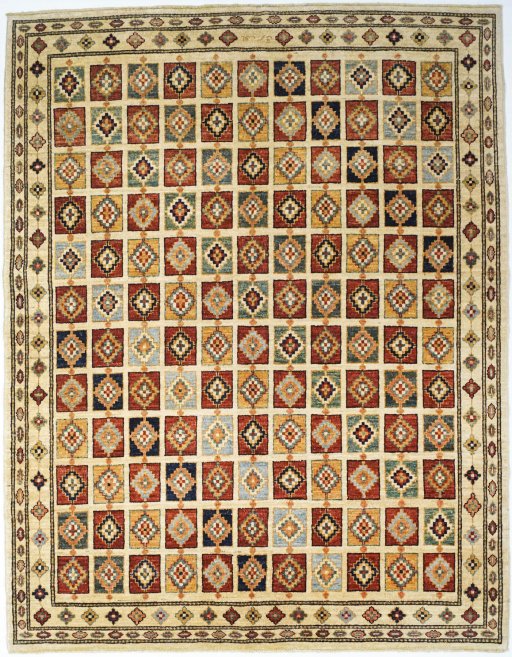 Full view of New Lori rug from Iran / Persia, 196 × 152 cm in Beige tones
