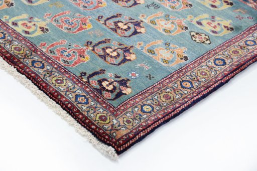 Backside of handmade New Lori rug showing knot structure and weave density