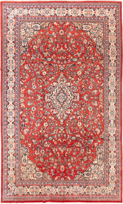 Full view of 1975s Mahal rug from Iran / Persia, 523 × 310 cm in Red tones