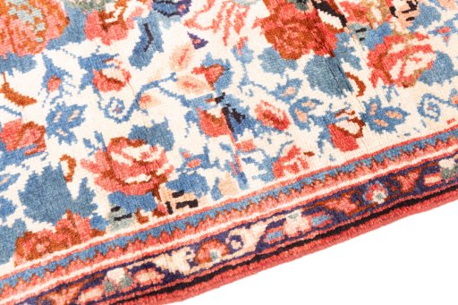 Backside of handmade 2005s Mahal rug showing knot structure and weave density