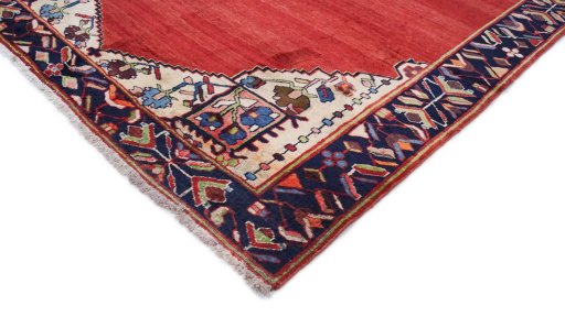 Backside of handmade 1995s Mahal rug showing knot structure and weave density