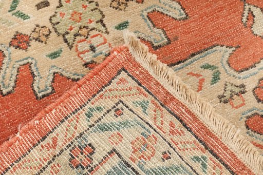Close-up detail of 1990s Malayer rug from Iran / Persia showing Wool weave