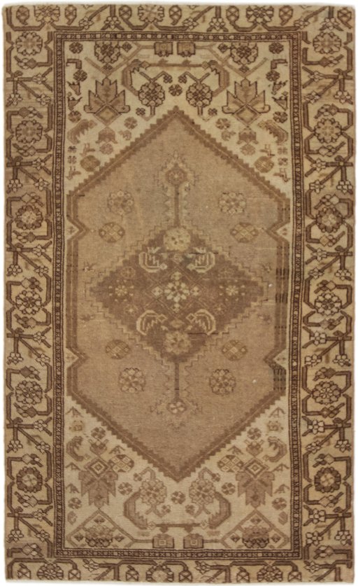 Full view of 1900s Malayer rug from Iran / Persia, 160 × 97 cm in Brown tones