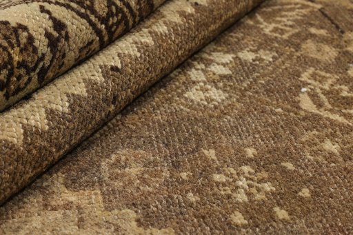Close-up detail of 1900s Malayer rug from Iran / Persia showing Wool weave