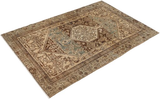 Corner detail of 1920s Malayer rug showing border pattern and Wool pile