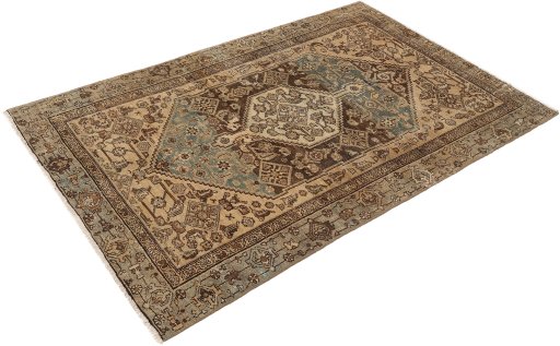 Full view of 1920s Malayer rug from Iran / Persia, 190 × 125 cm in Brown tones