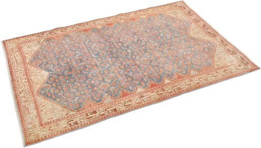 Close-up detail of 1920s Malayer rug from Iran / Persia showing Wool weave