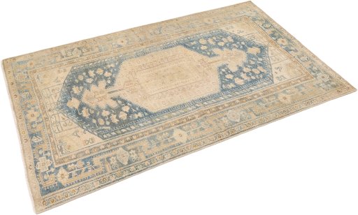 Corner detail of 1920s Malayer rug showing border pattern and Wool pile
