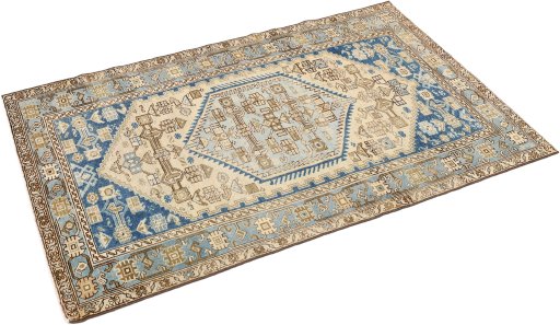 Close-up detail of 1920s Malayer rug from Iran / Persia showing Wool weave