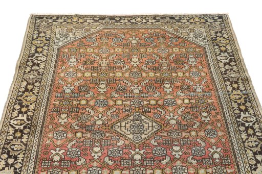 Surface texture of 1920s Malayer rug with natural Wool and intricate pattern