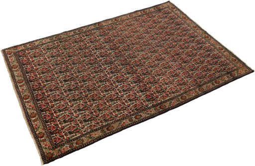 Close-up detail of 1900s Malayer rug from Iran / Persia showing Wool weave