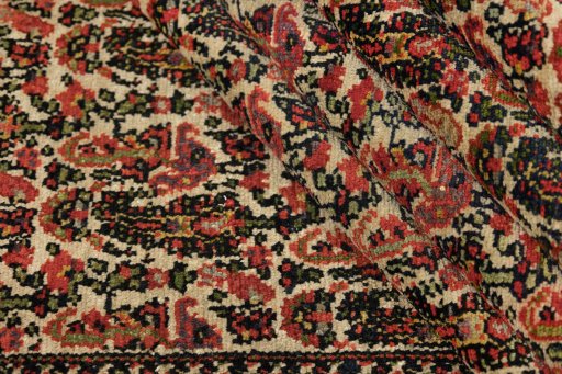 Full view of 1900s Malayer rug from Iran / Persia, 200 × 135 cm in Cream tones