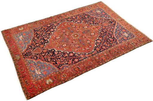 Close-up detail of 1900s Malayer rug from Iran / Persia showing Wool weave