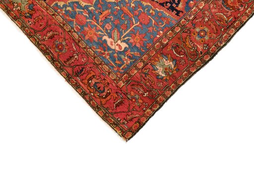Backside of handmade 1900s Malayer rug showing knot structure and weave density