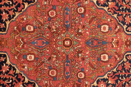 Close-up detail of 1900s Malayer rug from Iran / Persia showing Wool weave