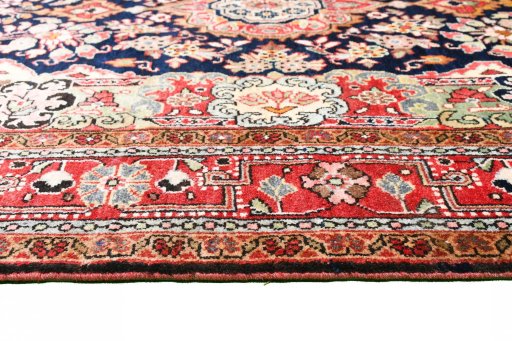 Full view of 1970s Malayer rug from Iran / Persia, 201 × 130 cm in Blue tones