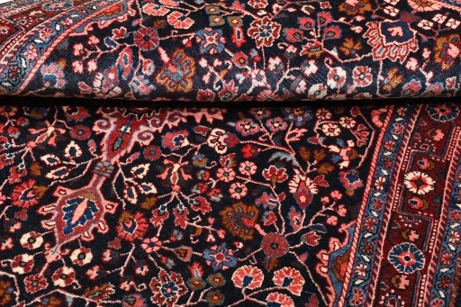 Full view of 1970s Malayer rug from Iran / Persia, 156 × 103 cm in Blue tones