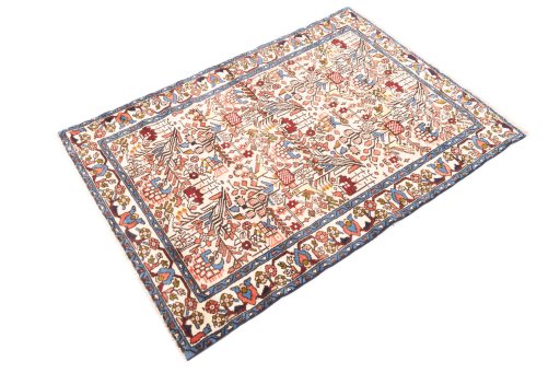 Corner detail of 1974s Malayer rug showing border pattern and Wool pile