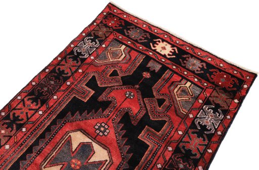 Surface texture of 1980s Malayer rug with natural Wool and intricate pattern