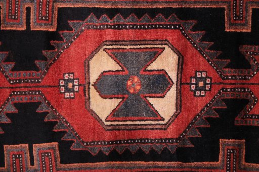 Full view of 1980s Malayer rug from Iran / Persia, 285 × 97 cm in Dark blue tones