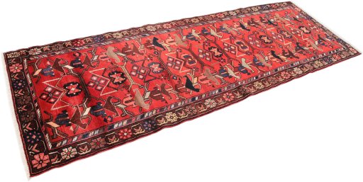 Corner detail of 1980s Malayer rug showing border pattern and Wool pile