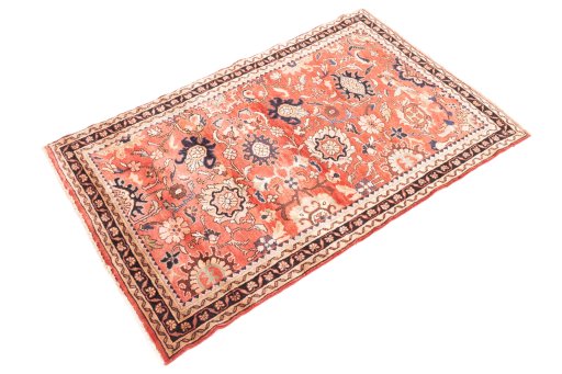 Corner detail of 1972s Malayer rug showing border pattern and Wool pile