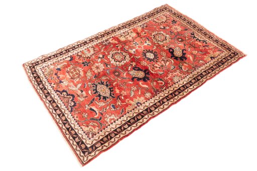 Close-up detail of 1972s Malayer rug from Iran / Persia showing Wool weave
