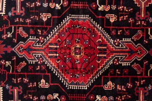 Full view of 1970s Malayer rug from Iran / Persia, 210 × 126 cm in Multi Color tones