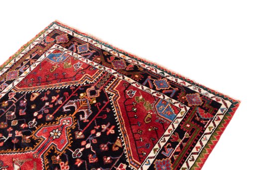 Surface texture of 1975s Malayer rug with natural Wool and intricate pattern