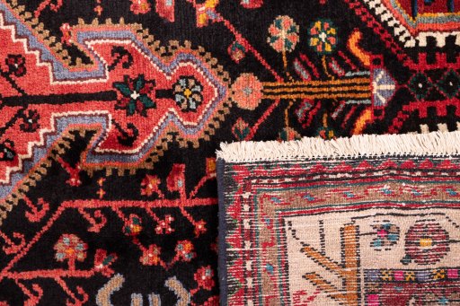 Full view of 1975s Malayer rug from Iran / Persia, 227 × 134 cm in Multi Color tones