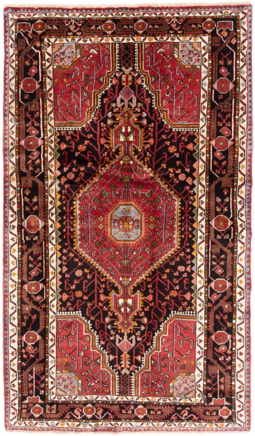 Full view of 1978s Malayer rug from Iran / Persia, 223 × 133 cm in Multi Color tones