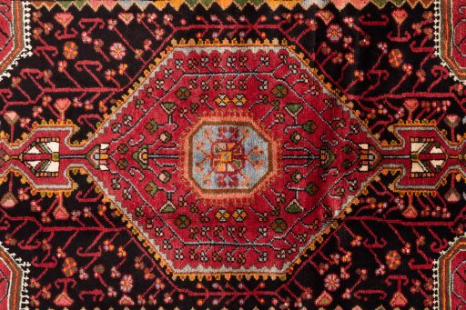Full view of 1978s Malayer rug from Iran / Persia, 223 × 133 cm in Multi Color tones