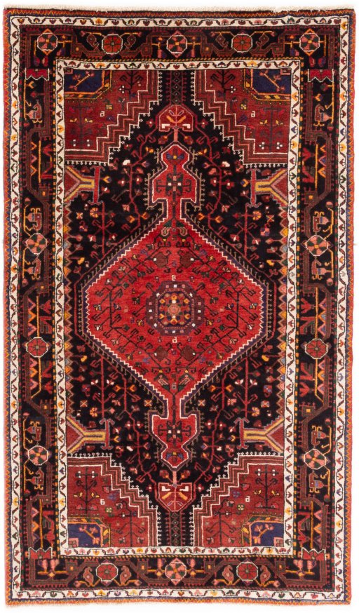 Full view of 1970s Malayer rug from Iran / Persia, 211 × 125 cm in Multi Color tones