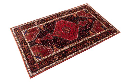 Close-up detail of 1970s Malayer rug from Iran / Persia showing Wool weave