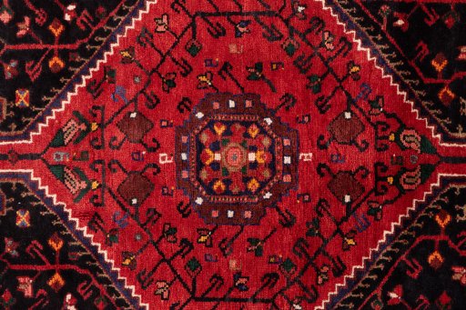 Full view of 1970s Malayer rug from Iran / Persia, 211 × 125 cm in Multi Color tones