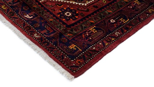 Backside of handmade New Malayer rug showing knot structure and weave density