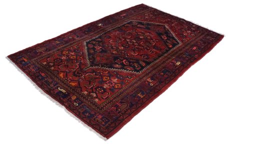 Corner detail of New Malayer rug showing border pattern and Wool pile