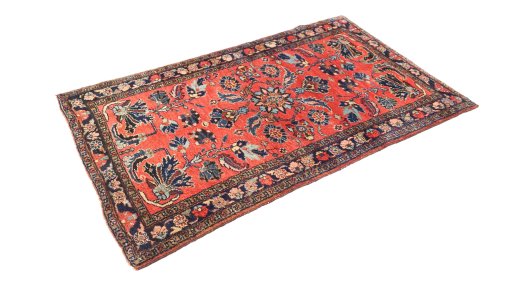 Corner detail of 1940s Mehraban rug showing border pattern and Wool pile