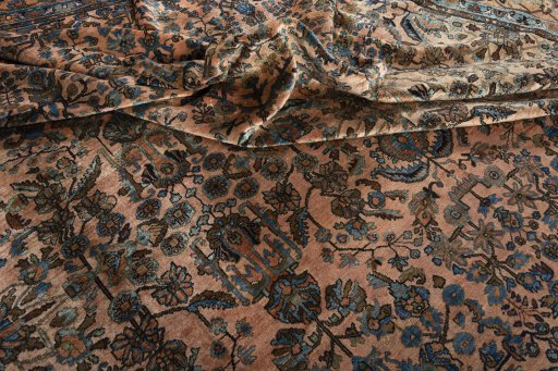 Surface texture of 1930s Mehraban rug with natural Wool and intricate pattern