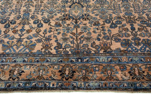 Full view of 1930s Mehraban rug from Iran / Persia, 410 × 332 cm in Red tones