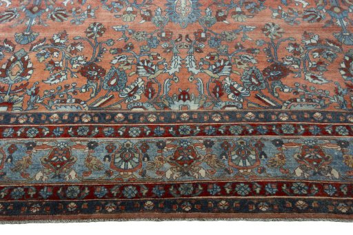 Full view of 1930s Mehraban rug from Iran / Persia, 690 × 375 cm in Red tones