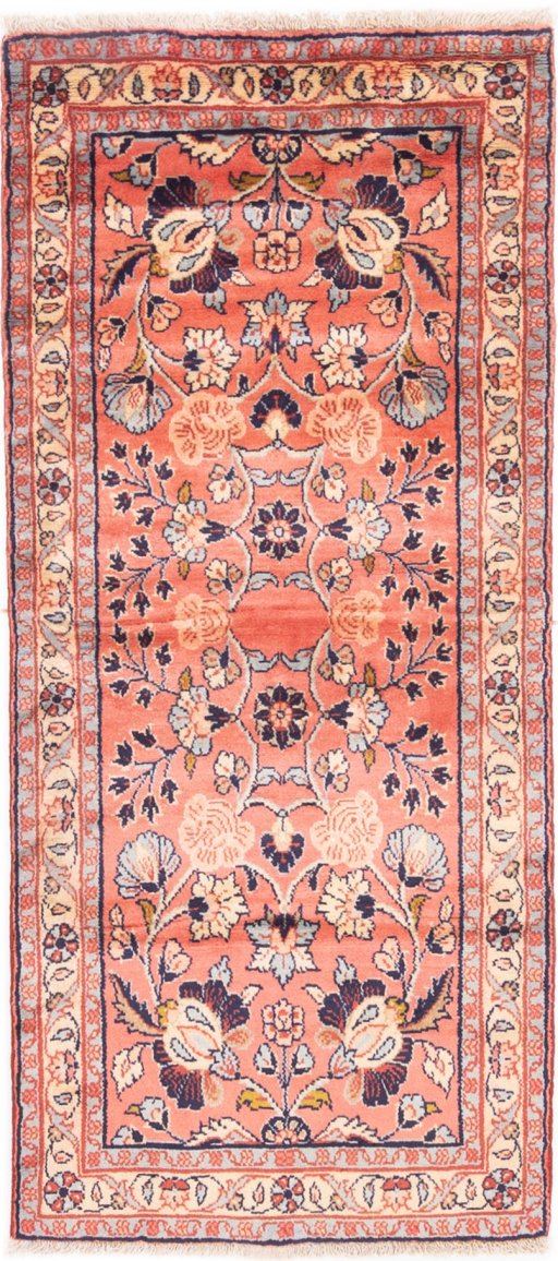 Full view of 1949s Mehraban rug from Iran / Persia, 172 × 75 cm in Terracotta tones